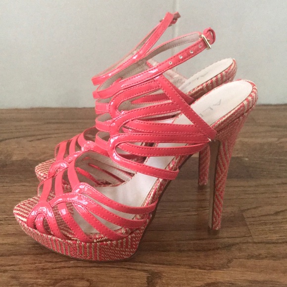 coral high heel sandals